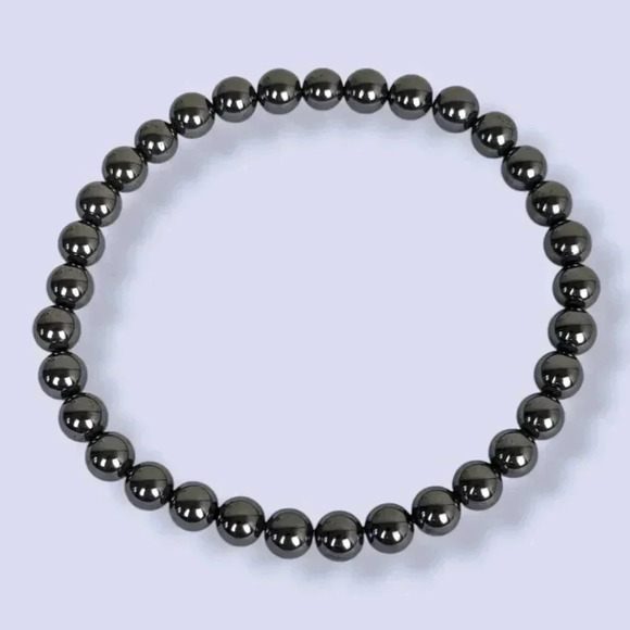 (2/$20) Hematite Beaded Elastic Bracelet - Picture 2 of 4